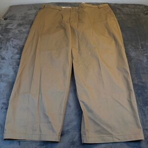 George Relaxed Fit Dress Pants Flat Front Wide Leg Brown Mens Size 46x30